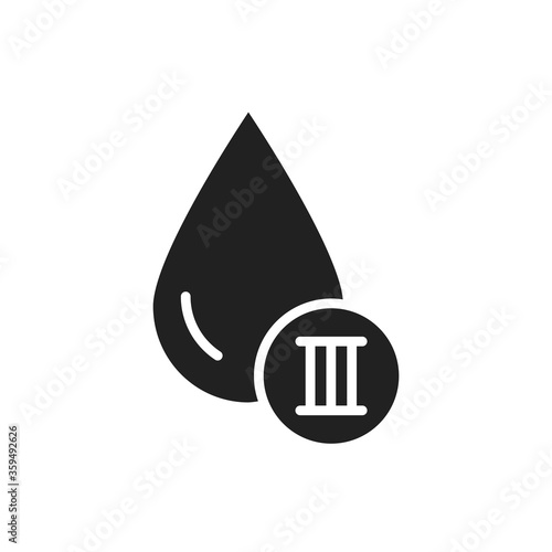 3 blood group black glyph icon. Donation, charity concept. Blood banking transfusion. Pictogram for web, mobile app, promo. UI UX design element.