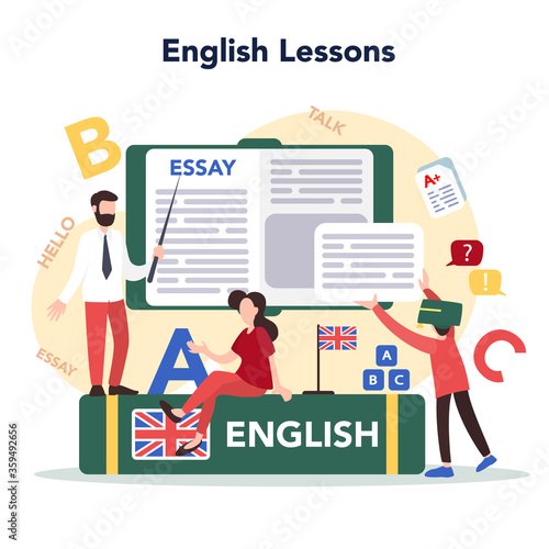 English course concept. Study foreign languages in school