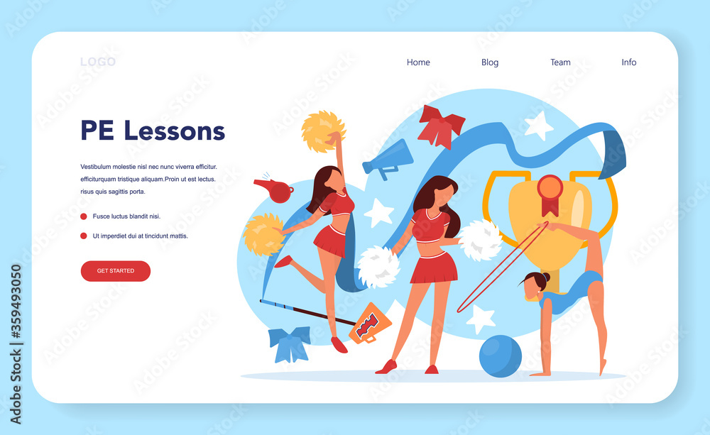 Physical education lesson school class web banner or landing page. Physical education lesson school class web banner or landing page.