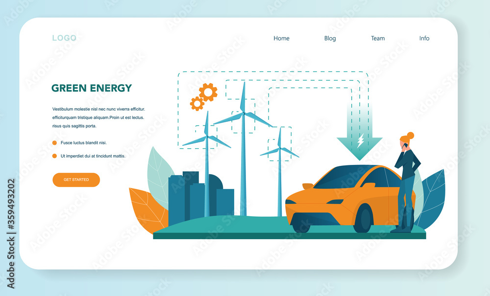 Alternative energy web banner or landing page. Idea of ecology