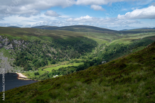Panoramic view of Wicklow Mountains. This place is famous for uncontaminated nature, misty landscapes, and lakes