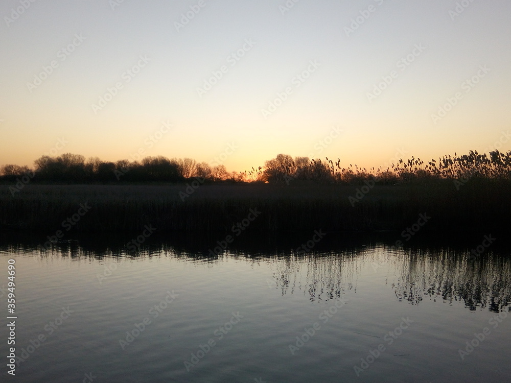 Sunset on the Sula River in early spring