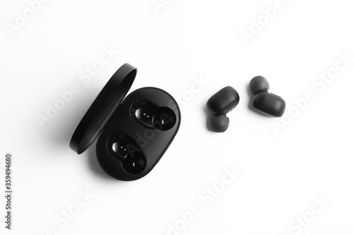 Plakat Bluetooth headphone on a white background .