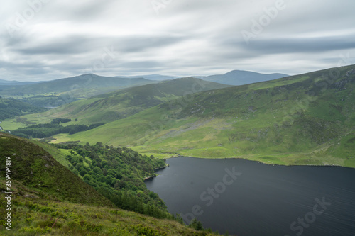 Panoramic view of The Guinness Lake (Lough Tay) - a movie and series location, such as Vikings. Close to Dubnlin City, popular tourist destination.