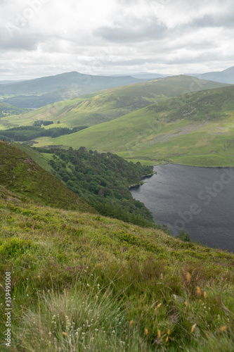 Panoramic view of The Guinness Lake (Lough Tay) - a movie and series location, such as Vikings. Close to Dublin City, popular tourist destination.