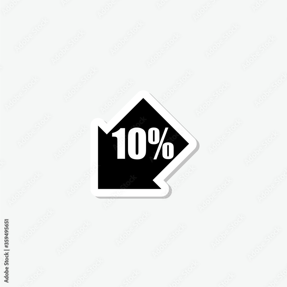 Ten discount percent sticker icon isolated on gray background