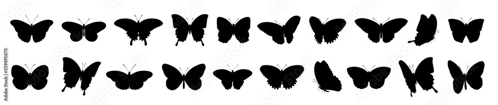Butterflies silhouette set. Vector illustration Butterflies silhouette set. Vector illustration