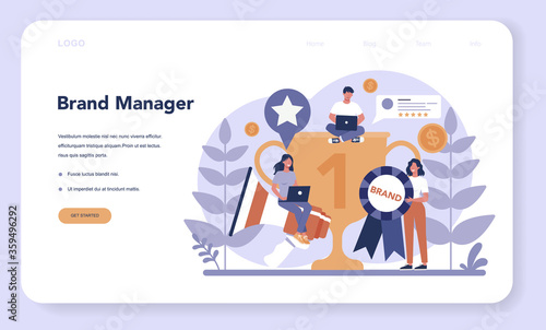 Brand manager web banner or landing page. Marketing specialist