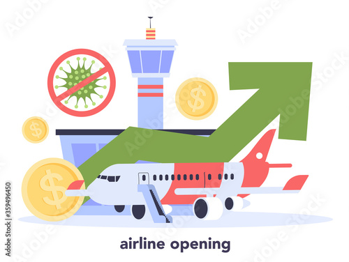 Airlines and travel industry recovery. Coronavirus COVID-19 lockdown