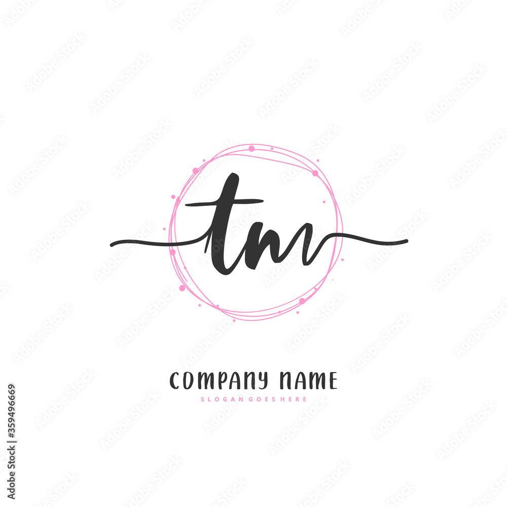 T M TM Initial handwriting and signature logo design with circle. Beautiful design handwritten logo for fashion, team, wedding, luxury logo. T M TM Initial handwriting and signature logo design with circle. Beautiful design handwritten logo for fashion, team, wedding, luxury logo.