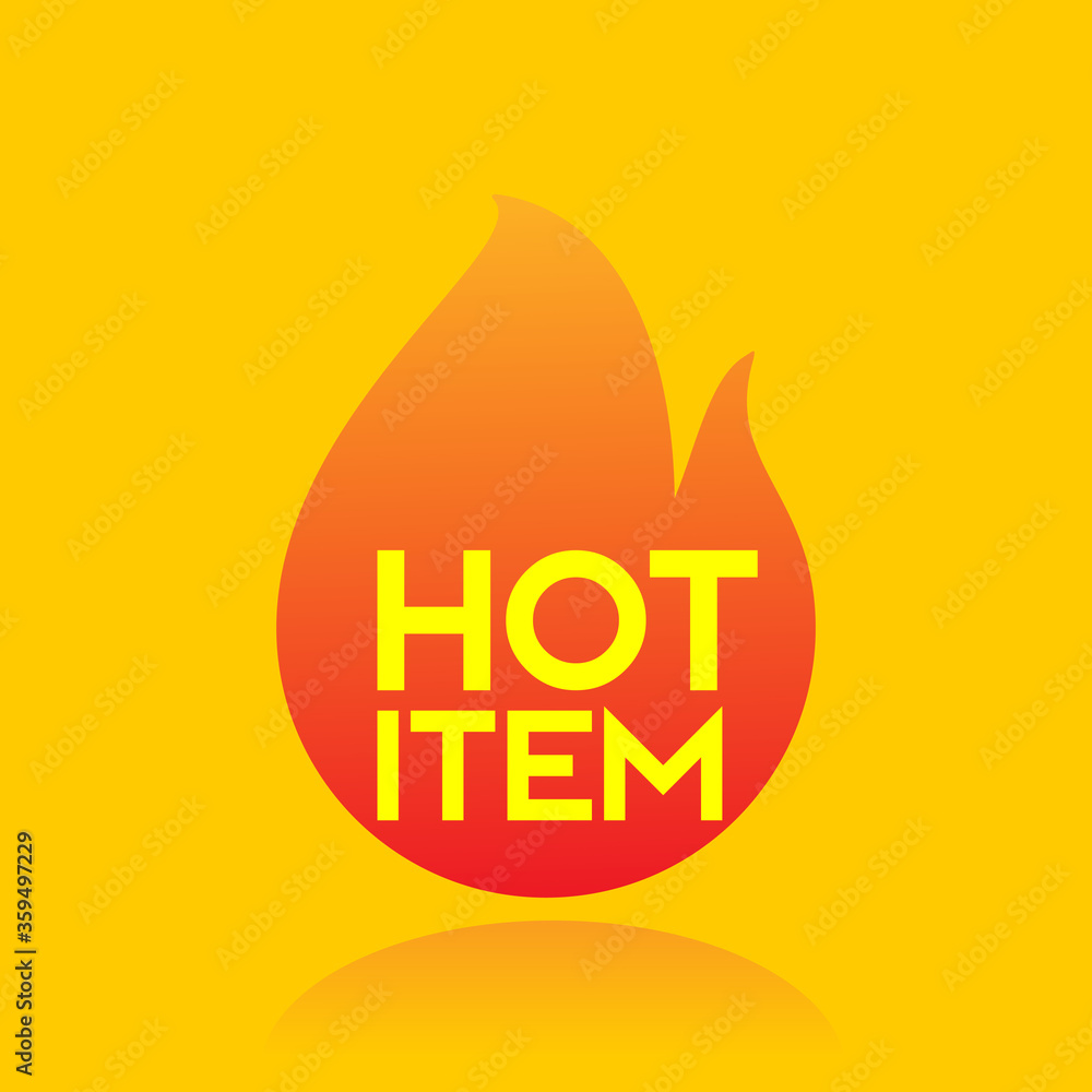hot item icon. hot sale. hot product. simple flat style text inside flame fire vector illustration hot item icon. hot sale. hot product. simple flat style text inside flame fire vector illustration