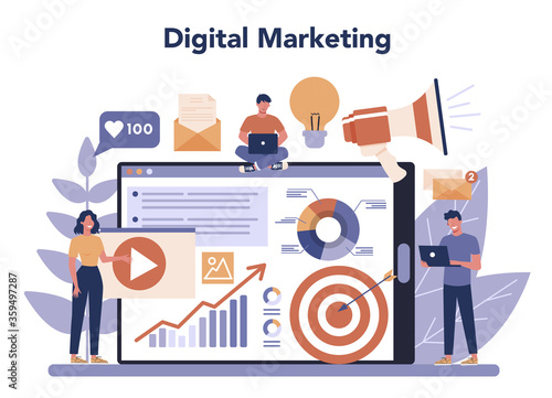 Digital marketing online service or platform. Business promotion,