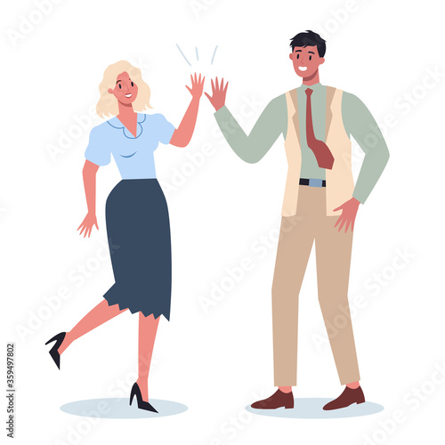 Business people communication idea. Business man and woman