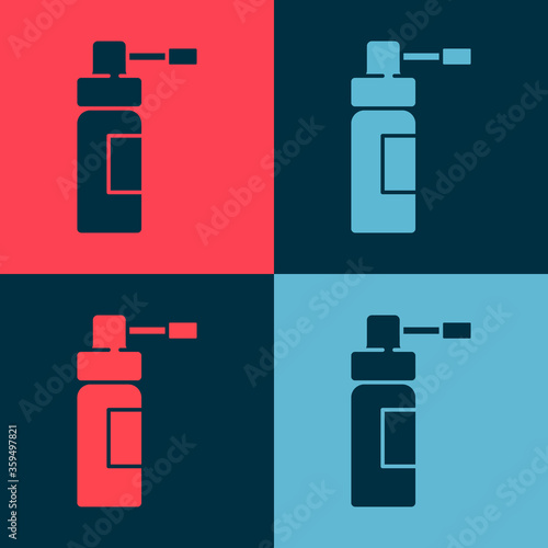 Pop art Medical bottle with nozzle spray for the treatment of diseases of the nose and throat icon isolated on color background.  Vector Illustration
