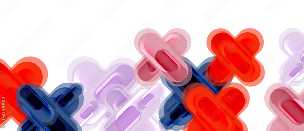 Fototapeta premium Modern vector glass cross shape abstract technology background for cover, placard, poster, banner or flyer
