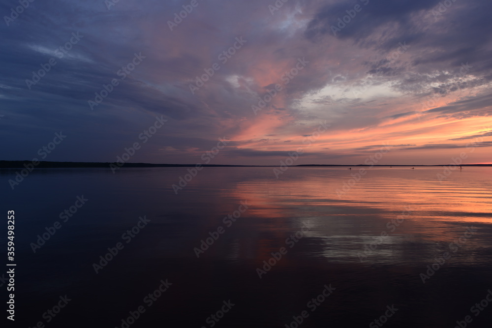 Twilight glow of the sky nightfall on a lake