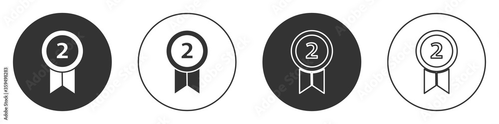 Black Medal icon isolated on white background. Winner achievement sign. Award medal. Circle button. Vector Illustration Black Medal icon isolated on white background. Winner achievement sign. Award medal. Circle button. Vector Illustration