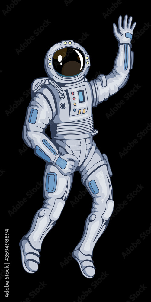 Illustration of a cosmonaut. Space cosmonaut for tattoo or t-shirt print. Spacesuit illustration for a sport team. Vector character. Sketch for mascot, logo or symbol. Astronaut on black background Illustration of a cosmonaut. Space cosmonaut for tattoo or t-shirt print. Spacesuit illustration for a sport team. Vector character. Sketch for mascot, logo or symbol. Astronaut on black background
