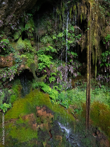 Water flowing down a rocky wall