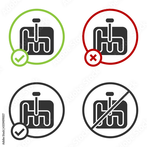 Black Gear shifter icon isolated on white background. Transmission icon. Circle button. Vector Illustration
