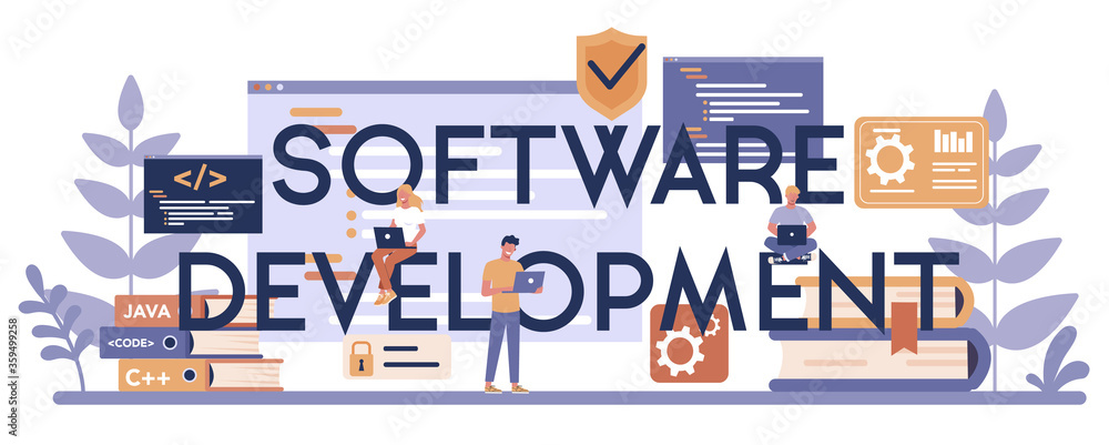 Software development typographic header concept. Idea of Software development typographic header concept. Idea of