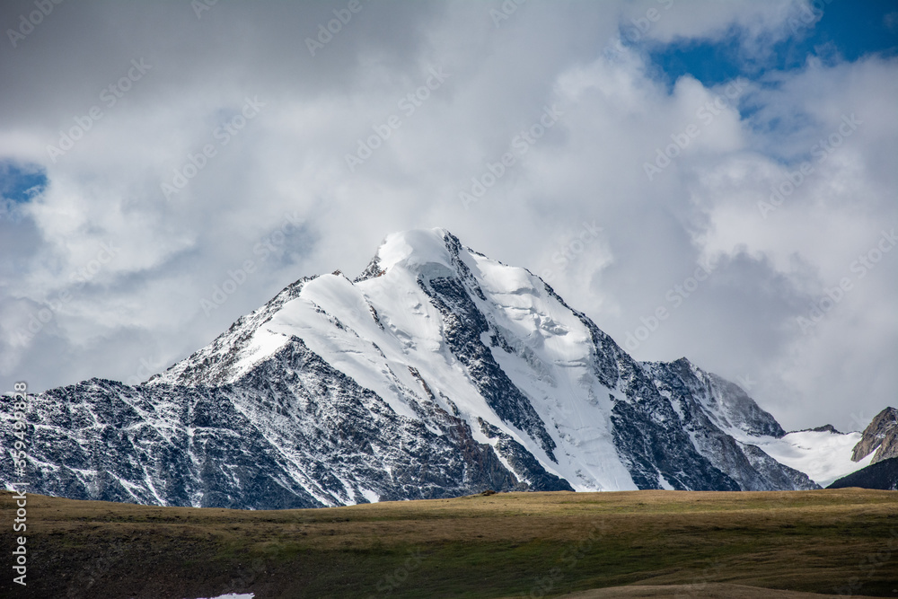 Eternal Snow Capped Altai Tavan Bogd National Park mountains in western part of Mongolia, Bayan Olgii province.