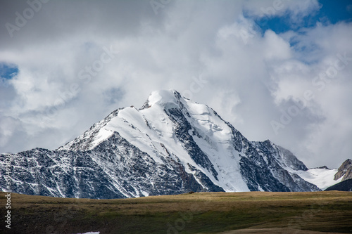 Eternal Snow Capped Altai Tavan Bogd National Park mountains in western part of Mongolia, Bayan Olgii province. photo