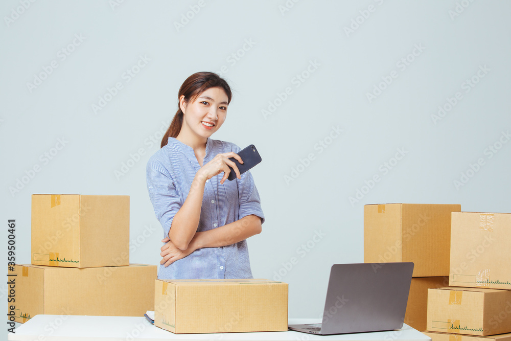 business woman working online shopping business woman working online shopping