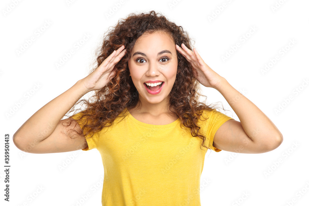 Young american girl on white background Young american girl on white background