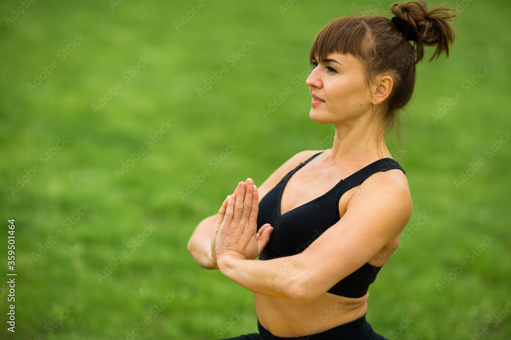 beautiful young woman goes in for sports outdoors beautiful young woman goes in for sports outdoors