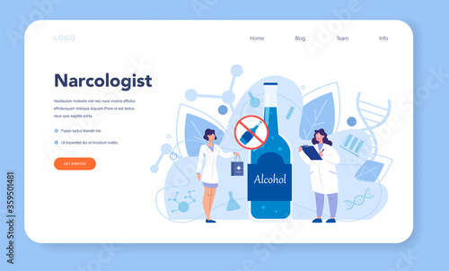 Narcologist web banner or landing page. Professional medical