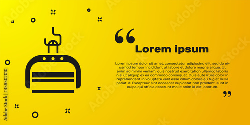 Black Ski lift icon isolated on yellow background.  Vector Illustration