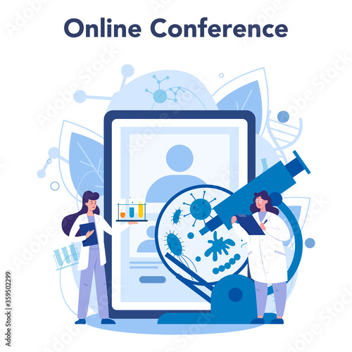 Virologist online service or platform. Scientist studies viruses