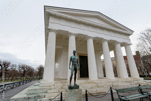 Neoclassical Theseus Temple in public park Volksgarten (English: People's Garden) in Vienna, Austria.