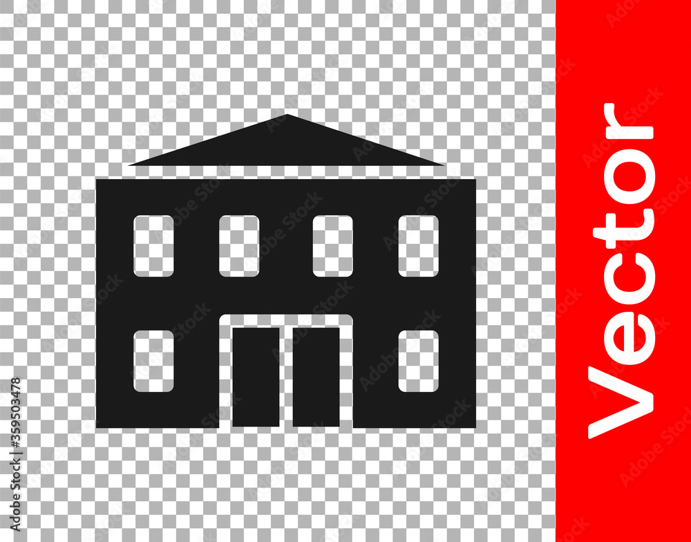 Black School building icon isolated on transparent background. Vector Illustration Black School building icon isolated on transparent background. Vector Illustration
