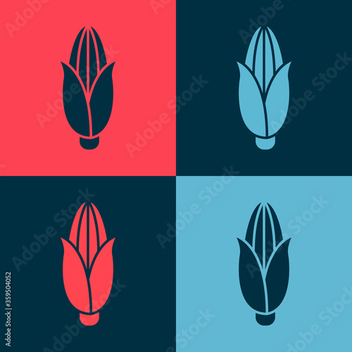 Pop art Corn icon isolated on color background.  Vector Illustration