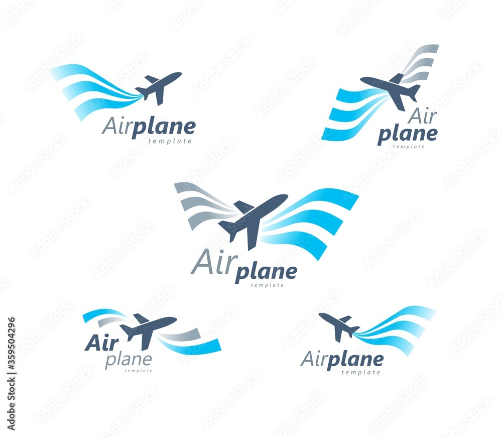 Obraz premium Set logo Airplane stripes blue ang grey color