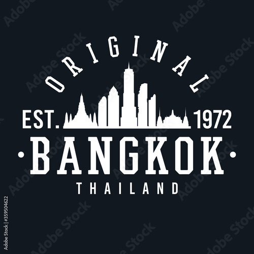Bangkok, Thailand Skyline Original. A Logotype Sports College and University Style. Illustration Design.