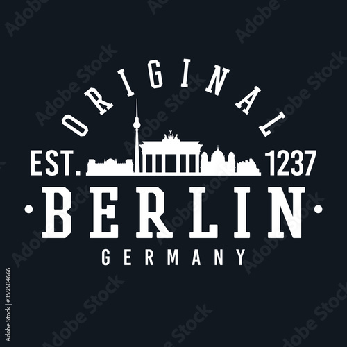 Berlin, Germany Skyline Original. A Logotype Sports College and University Style. Illustration Design.