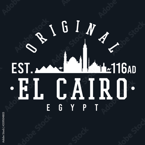 Cairo, Cairo Governorate, Egypt Skyline Original. A Logotype Sports College and University Style. Illustration Design.
