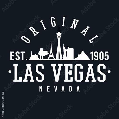 Las Vegas Nevada Skyline Original. A Logotype Sports College and University Style. Illustration Design.