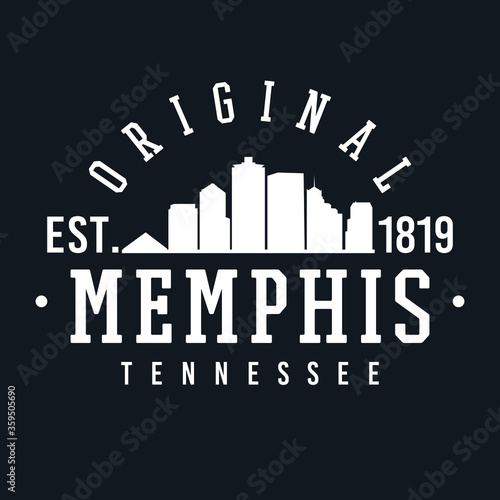 Memphis Tennessee Skyline Original. A Logotype Sports College and University Style. Illustration Design Vector. 