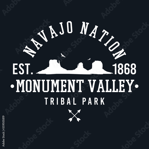 Monument Valley, UT USA Stamp. Navajo Nation Park seal. Round Vector icon. Mountain Desert emblem.  