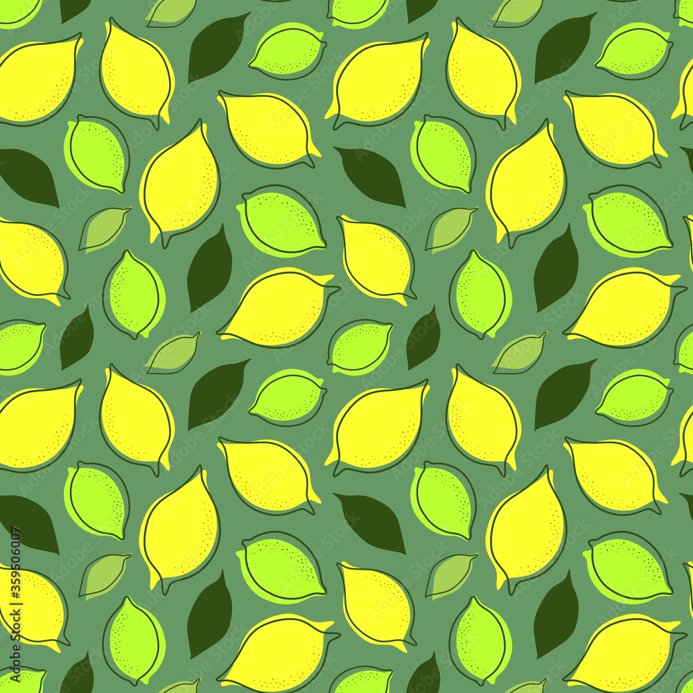 SEAMLESS MINT BACKGROUND WITH LEMON FRUIT AND LEAVES SEAMLESS MINT BACKGROUND WITH LEMON FRUIT AND LEAVES