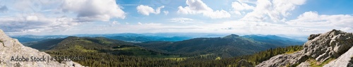 Panorama view of the Bavarian Forest from Gro  er Arber in summer  Germany