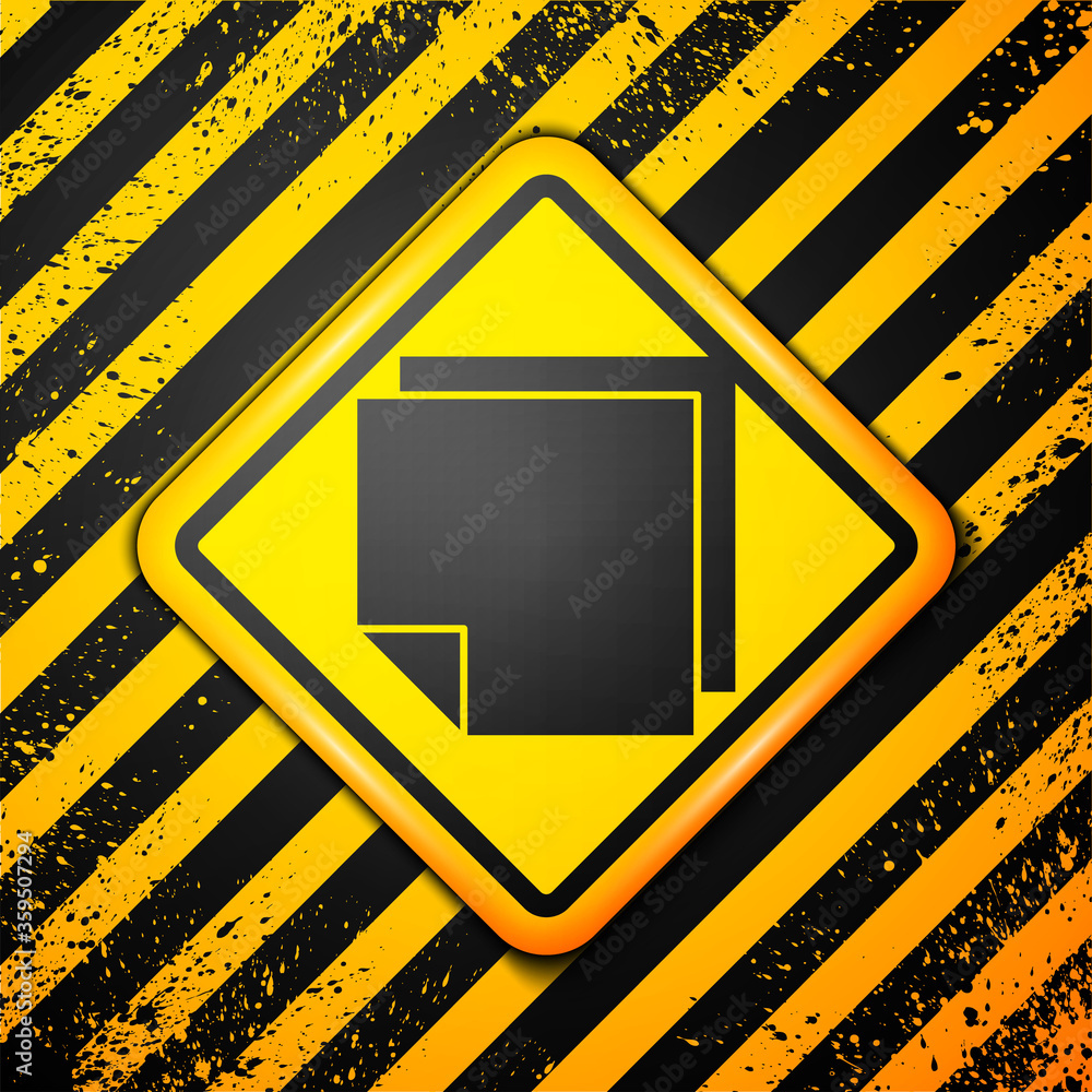 Black Post note stickers icon isolated on yellow background. Sticky tapes with space for text or message. Warning sign. Vector Illustration Black Post note stickers icon isolated on yellow background. Sticky tapes with space for text or message. Warning sign. Vector Illustration