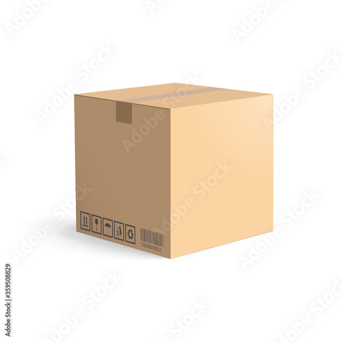 Cardboard box mockup isolated on white background. Layout boxes for delivery. © angelmaxmixam
