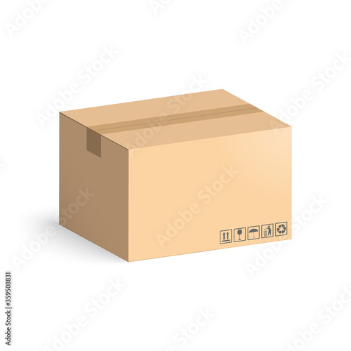 Cardboard box mockup isolated on white background. Layout boxes for delivery.