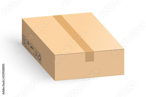 Cardboard box mockup isolated on white background. Layout boxes for delivery.