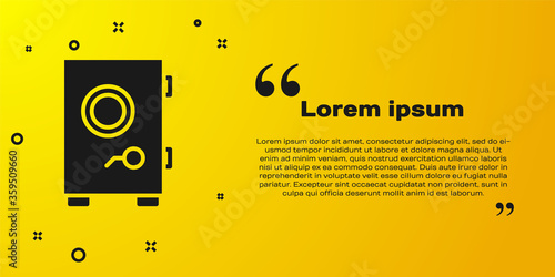 Black Safe icon isolated on yellow background. The door safe a bank vault with a combination lock. Reliable Data Protection.  Vector Illustration